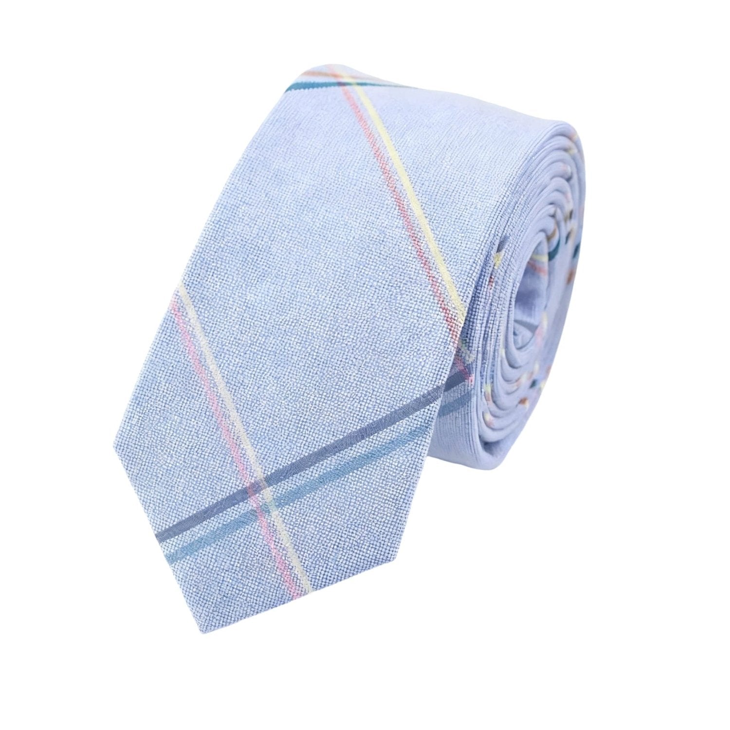 Light Blue with Colorful Striped Necktie