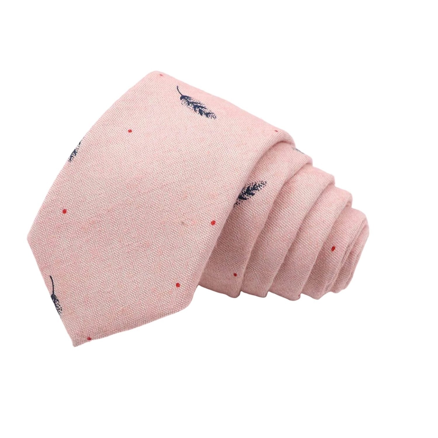 Light Pink with Dark Blue Feather Necktie