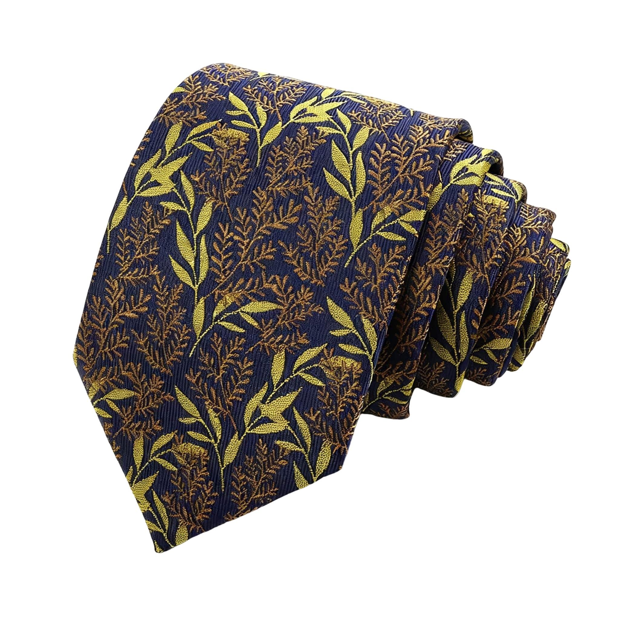 Navy Blue Gold Leaf Necktie