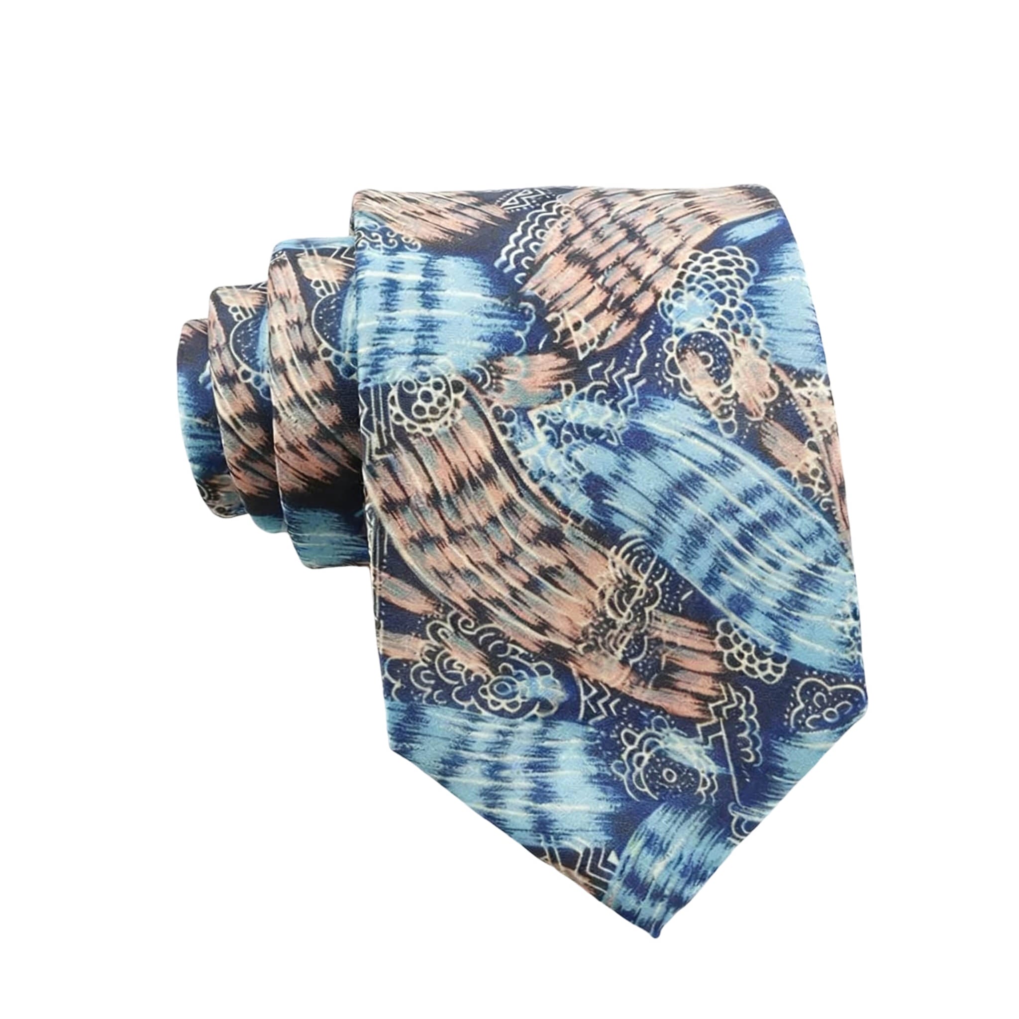 Blue Brown Abstract Necktie