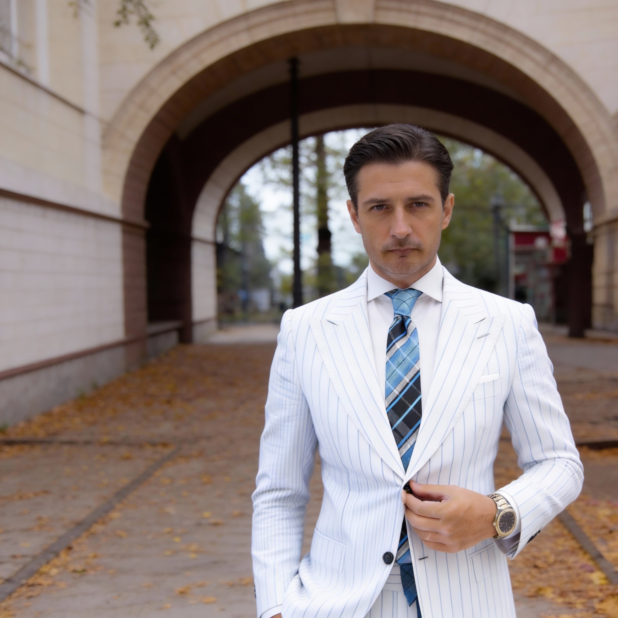 Black With Blue Plaid Necktie