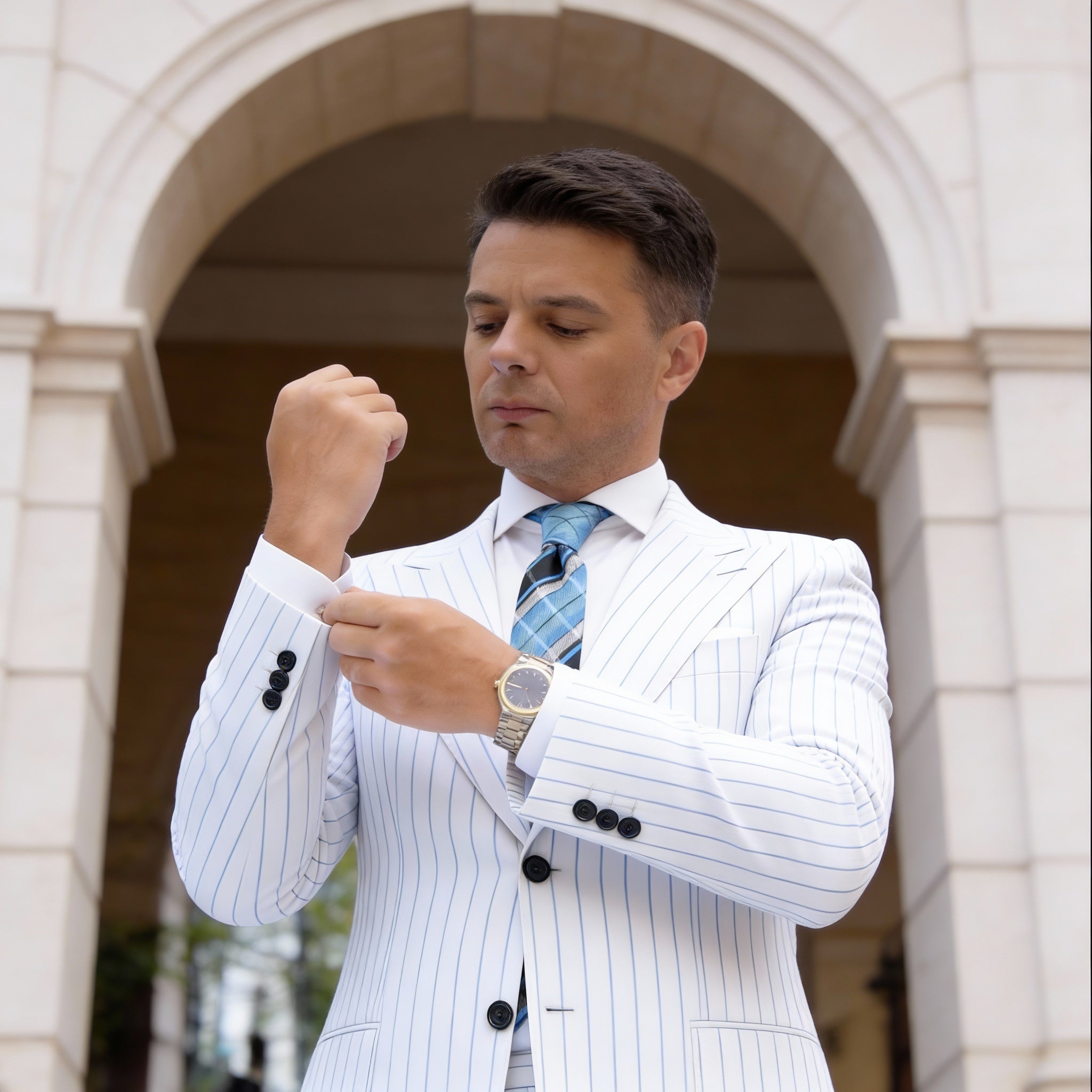 Black With Blue Plaid Necktie