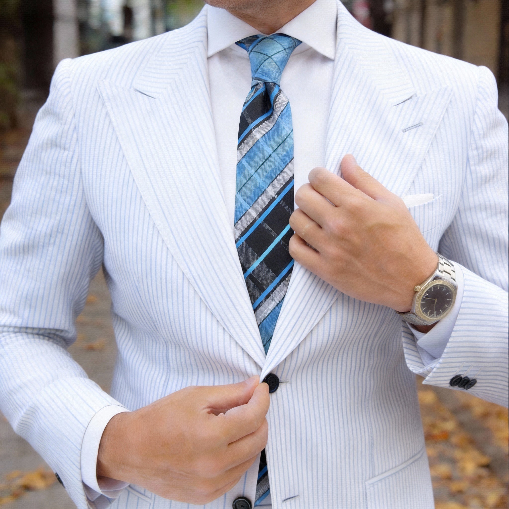 Black With Blue Plaid Necktie