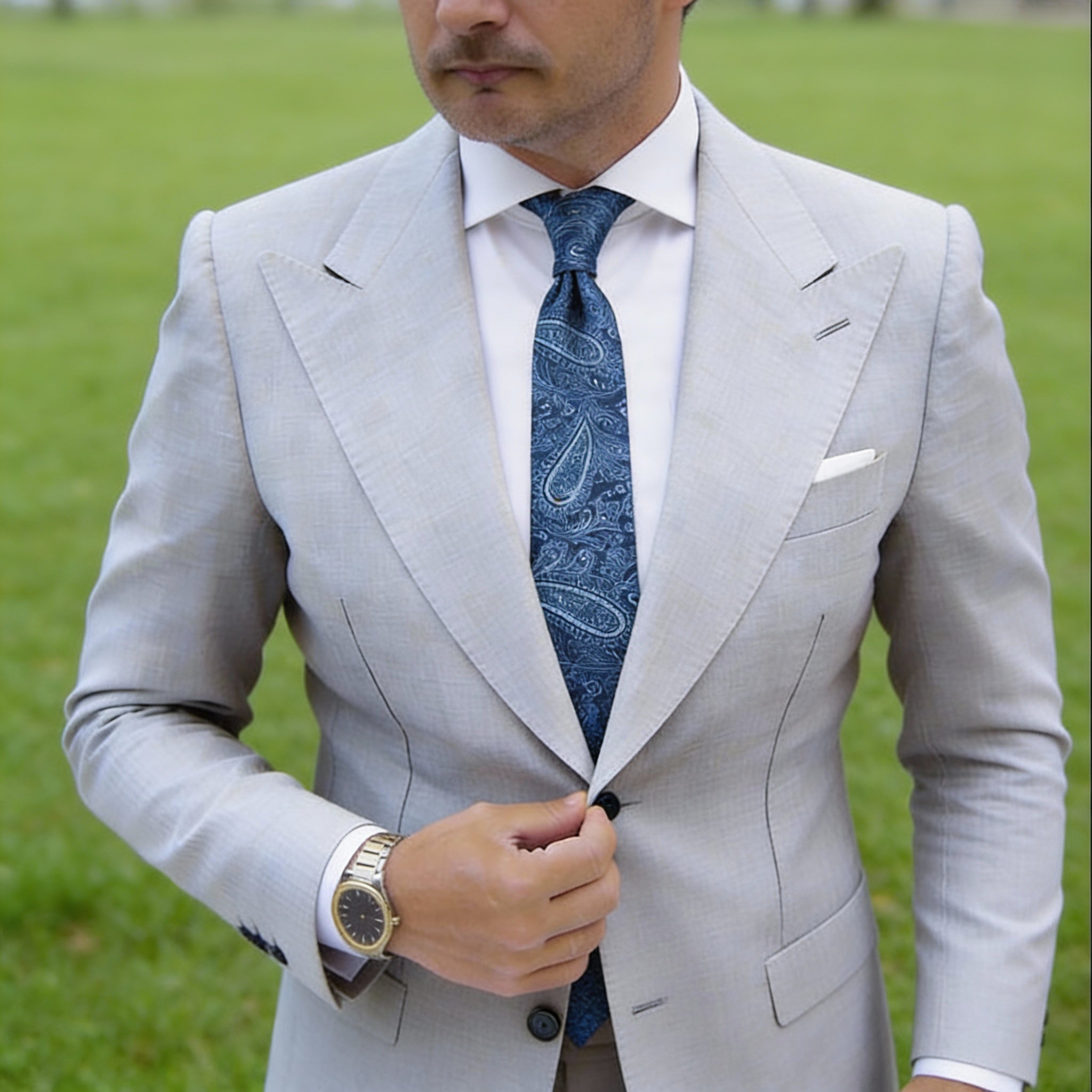 Navy Blue with Light Blue Paisley Necktie