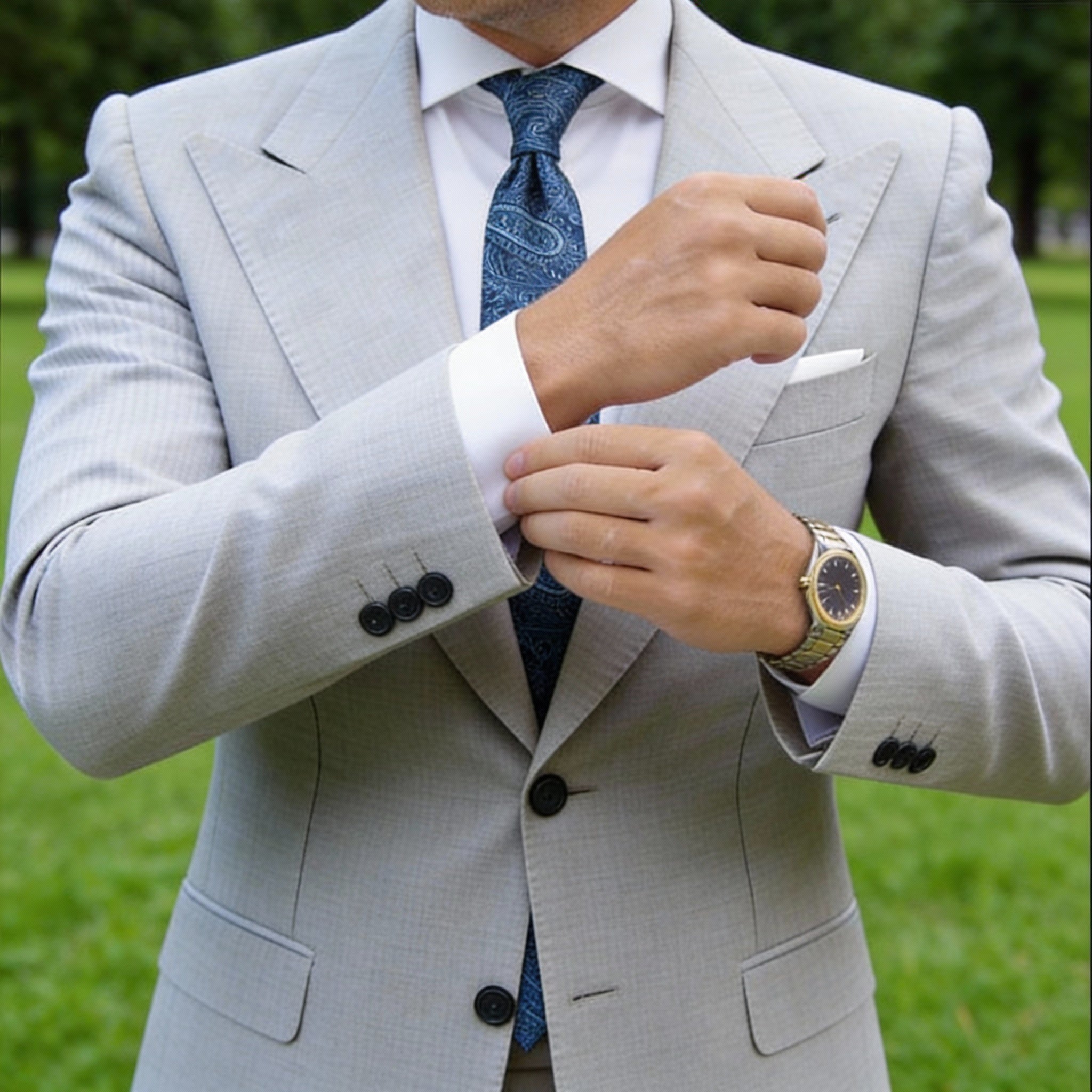 Navy Blue with Light Blue Paisley Necktie