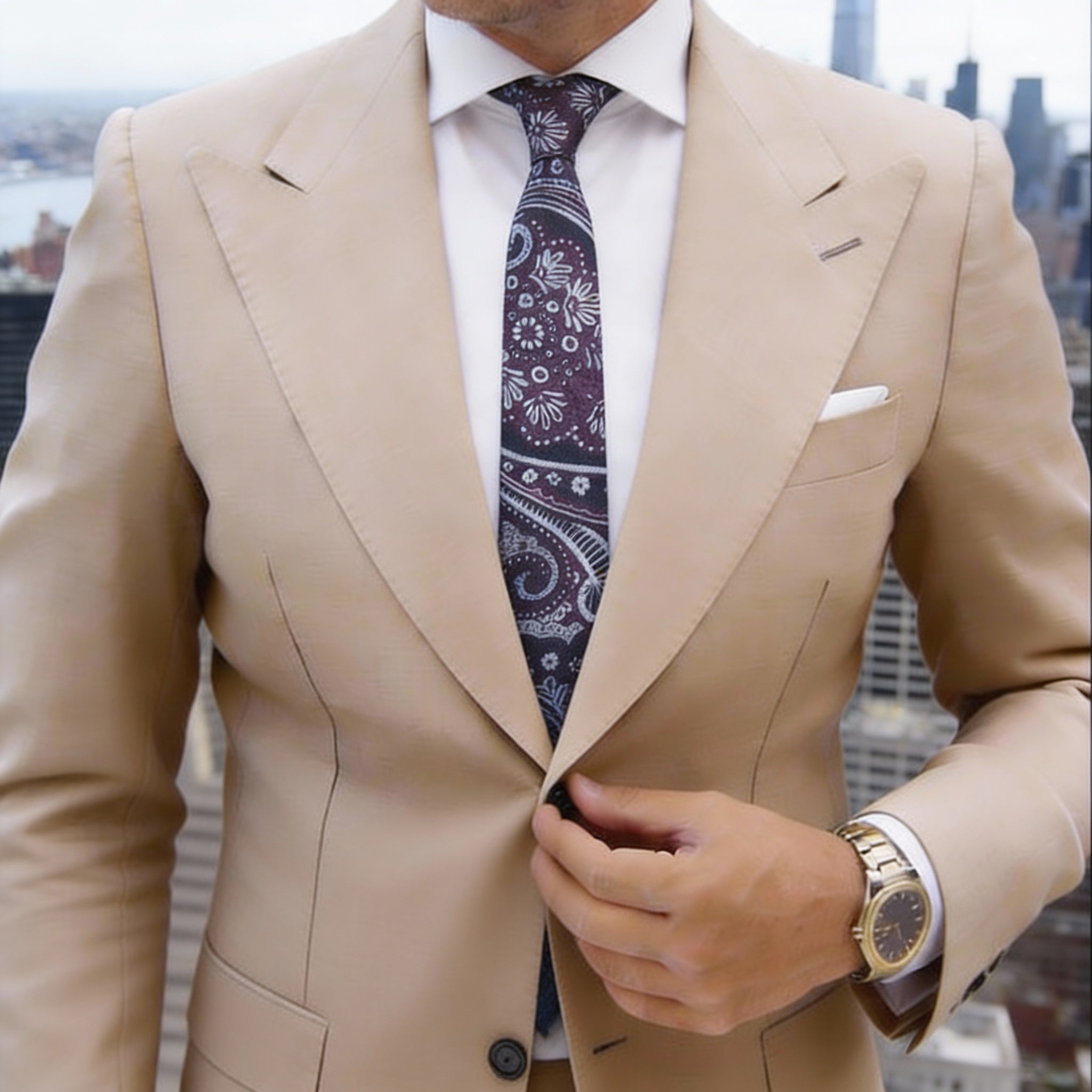 Dark Purple With Light Blue Paisley Necktie