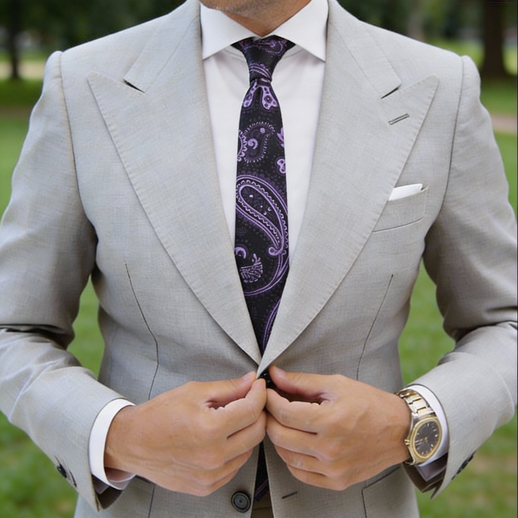 Black with Purple Paisley Necktie