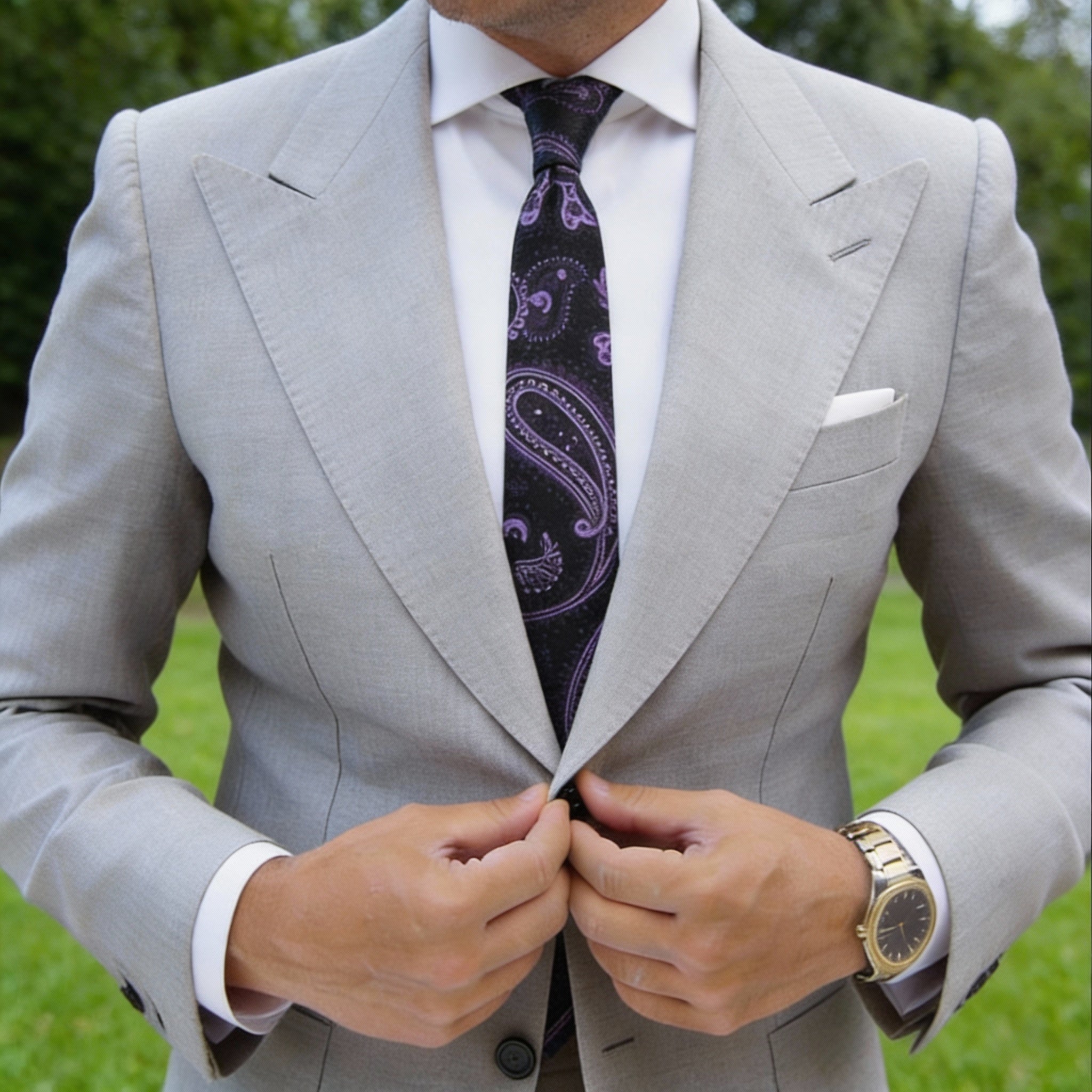 Black with Purple Paisley Necktie