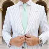 Light Green With White Stripes Necktie