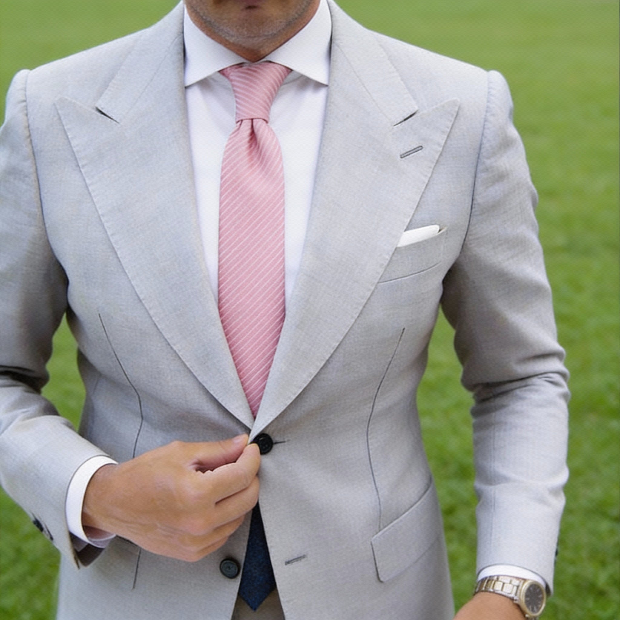 Pink With White Striped Necktie