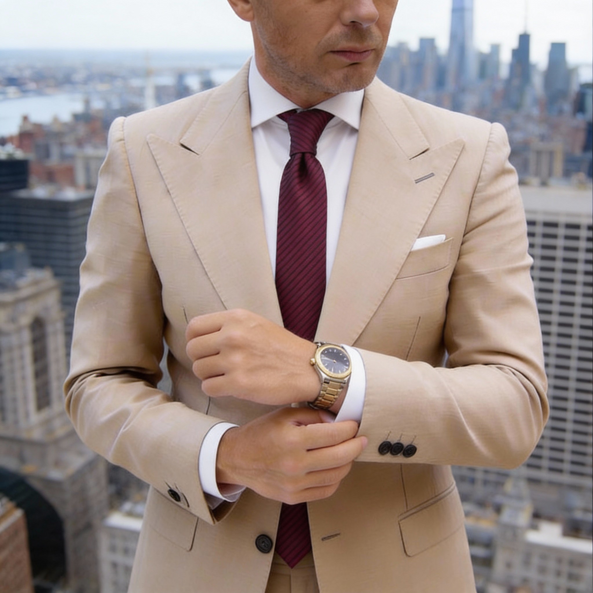 Red With Dark Stripes Necktie