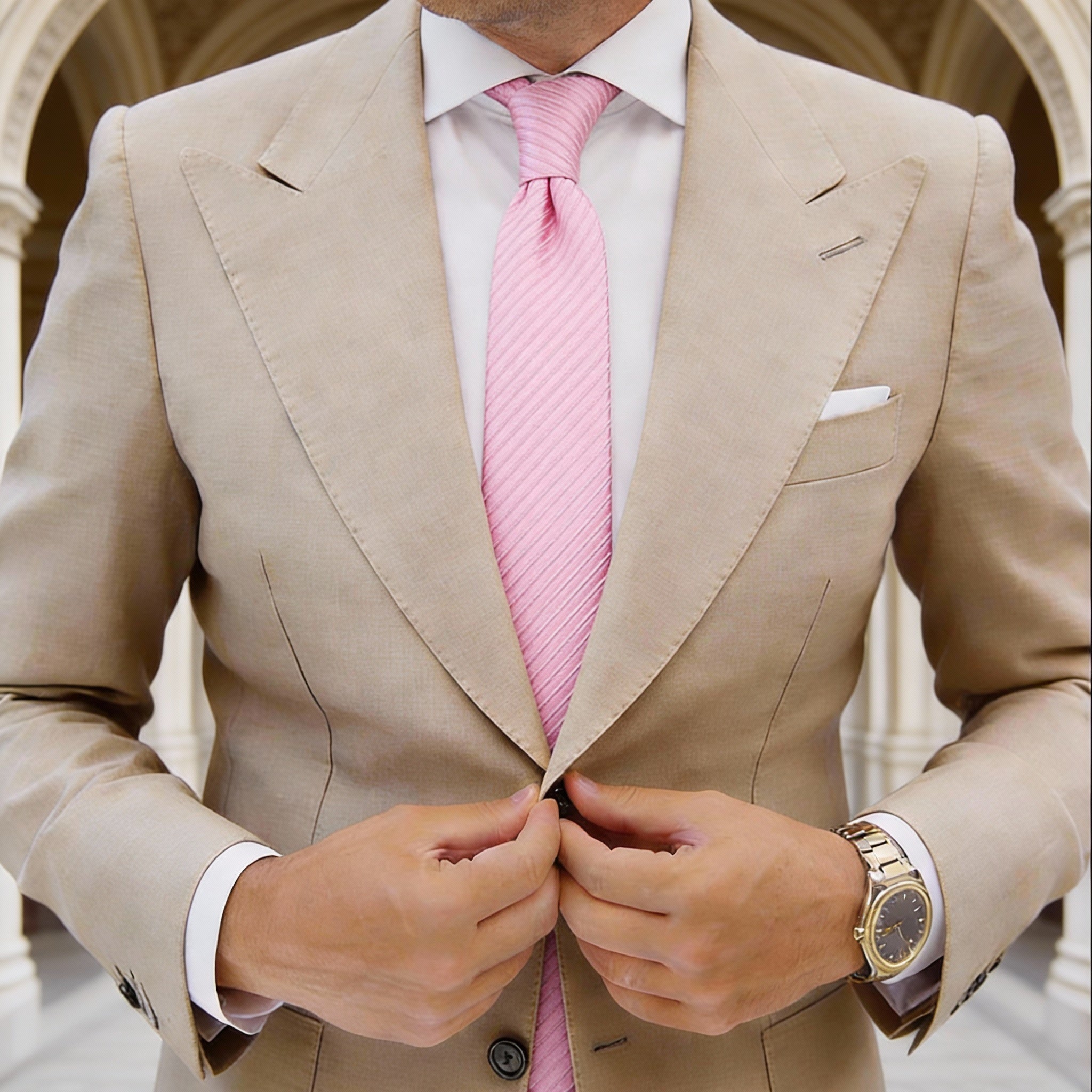 Pink With White Stripes Necktie
