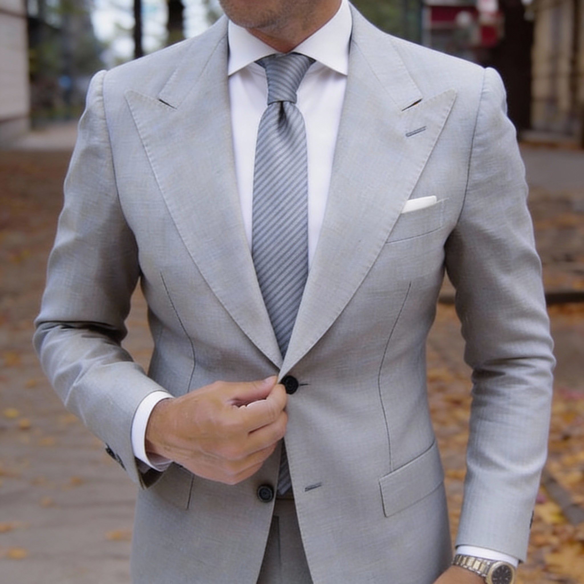 Gray With Dark Diagonal Stripes Necktie