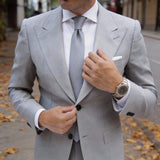Gray With Dark Diagonal Stripes Necktie