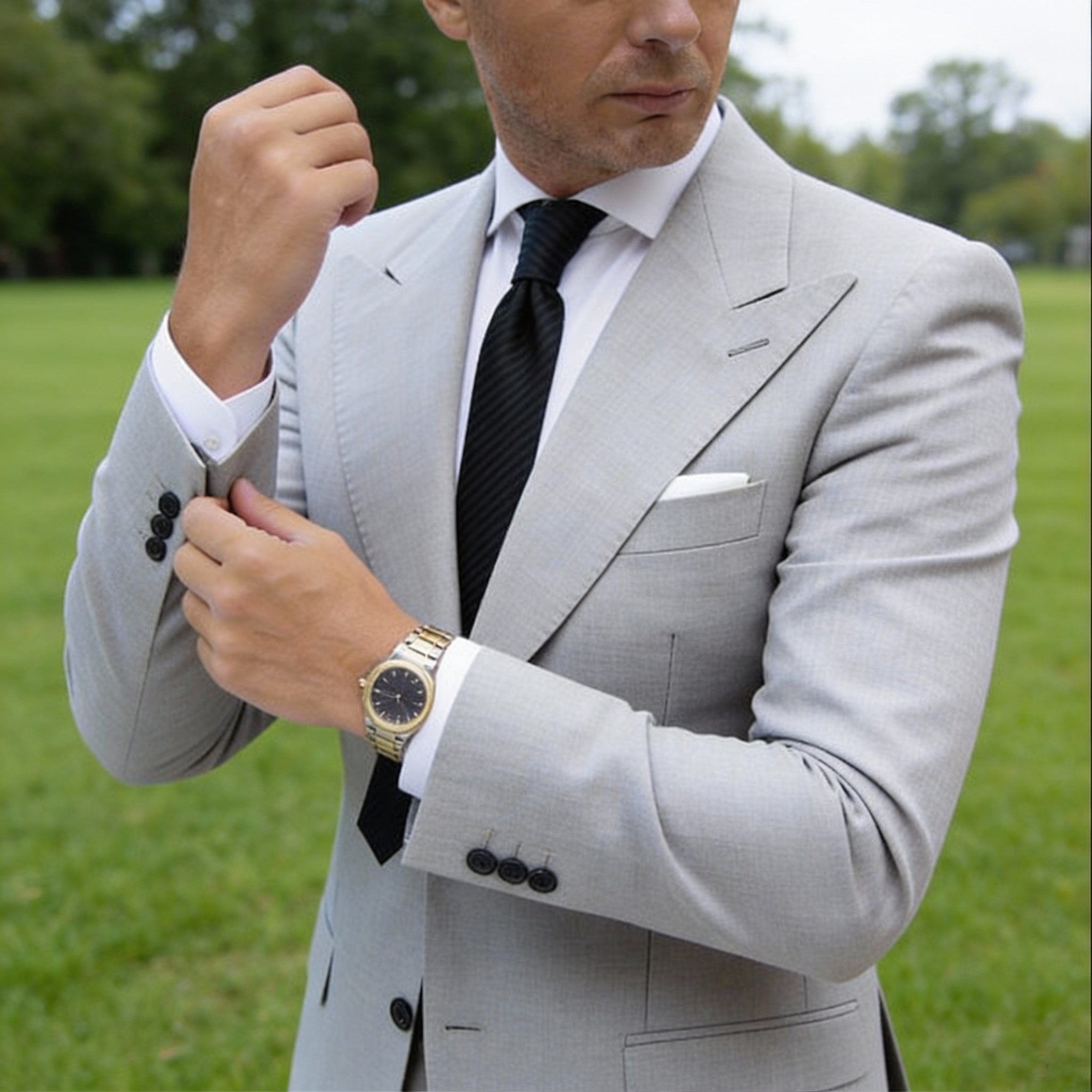 Black With Dark Striped Necktie