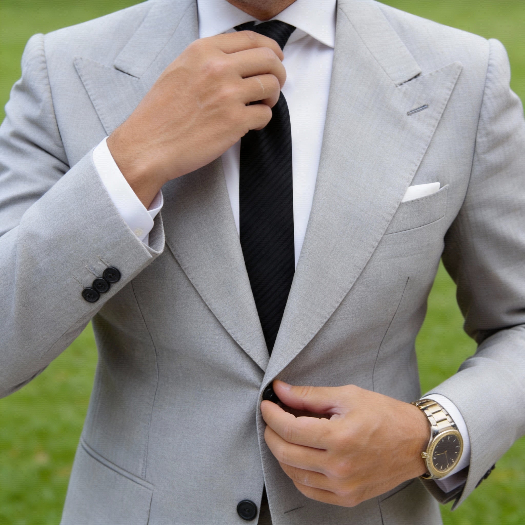 Black With Dark Striped Necktie