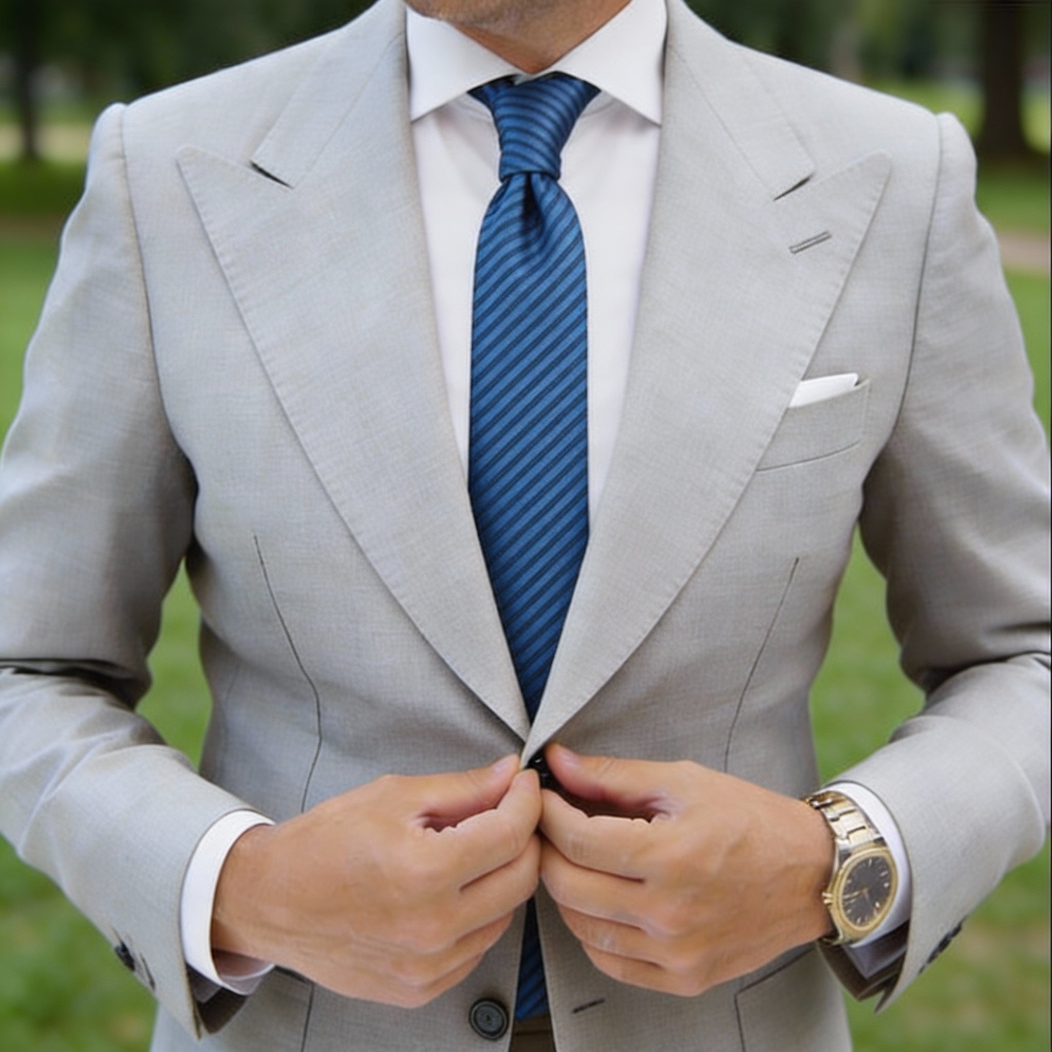 Blue With Black Diagonal Stripes Necktie