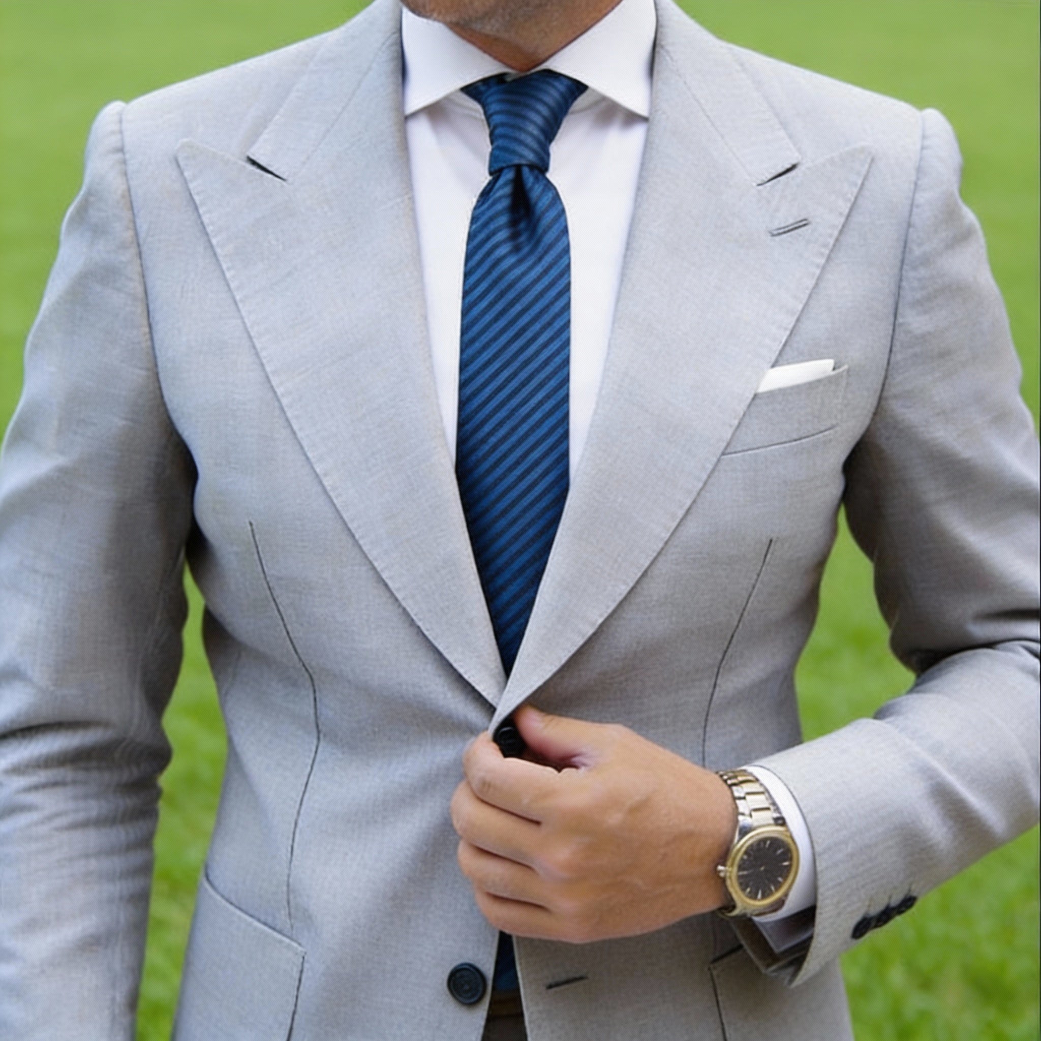 Blue With Black Diagonal Stripes Necktie