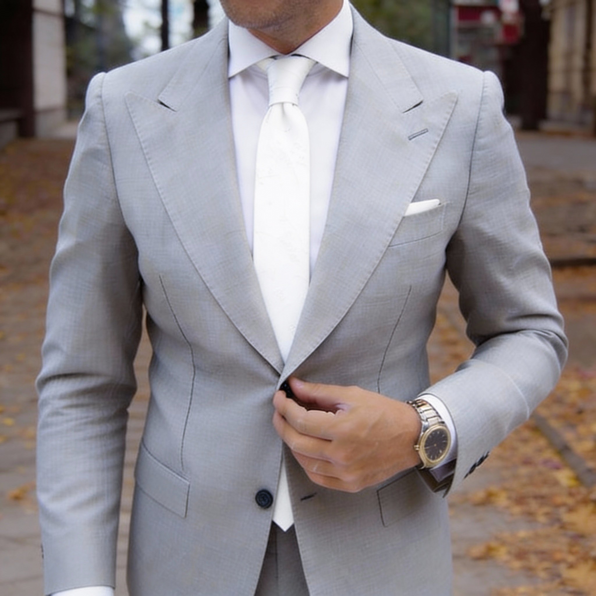 White With Subtle Floral Necktie
