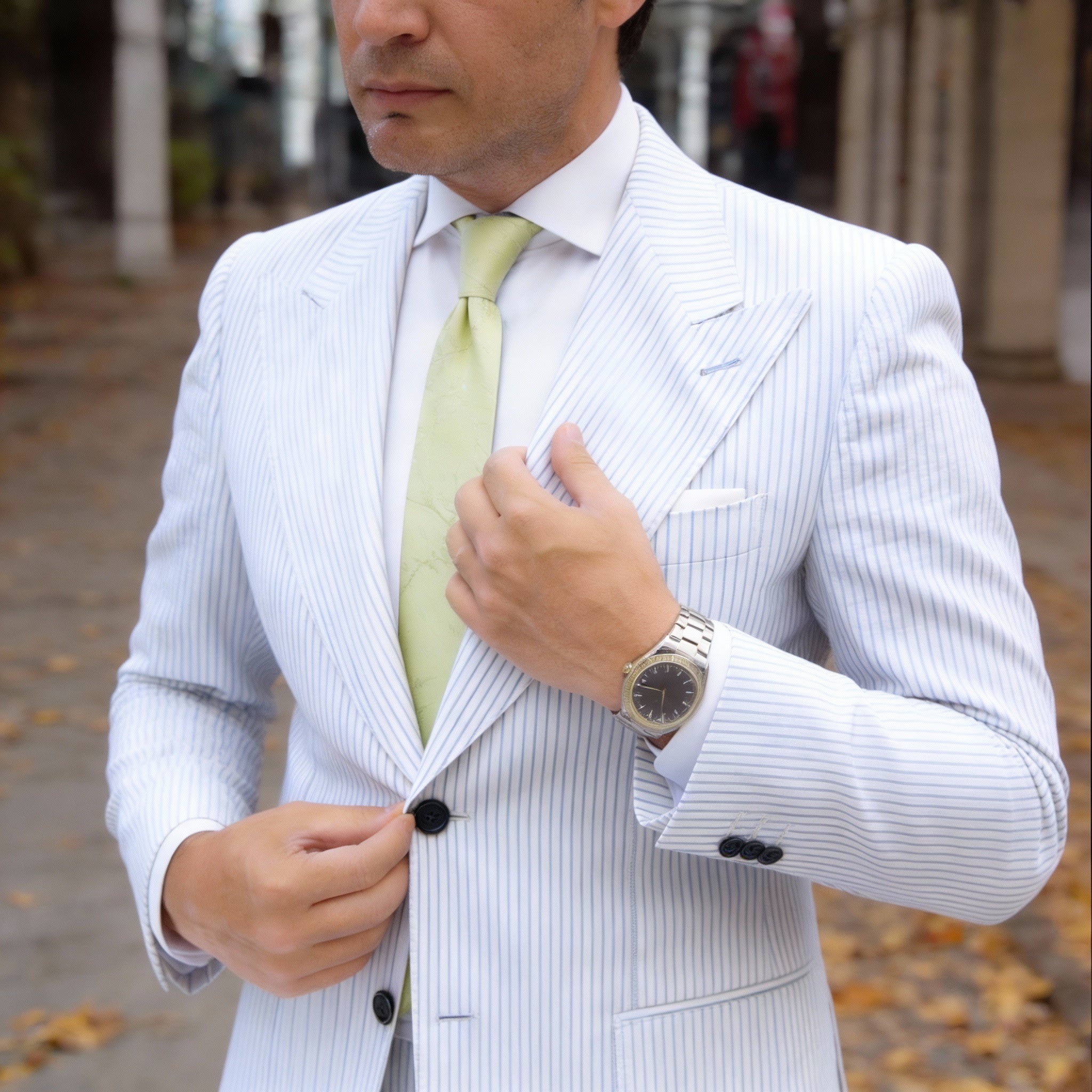 Light Green with Light Green Floral Necktie