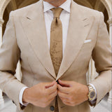 Light Brown With Dark Brown Floral Necktie