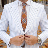 Brown With Blue Plaid Necktie