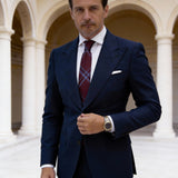 Burgundy With Blue Plaid Necktie