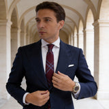 Burgundy With Blue Plaid Necktie