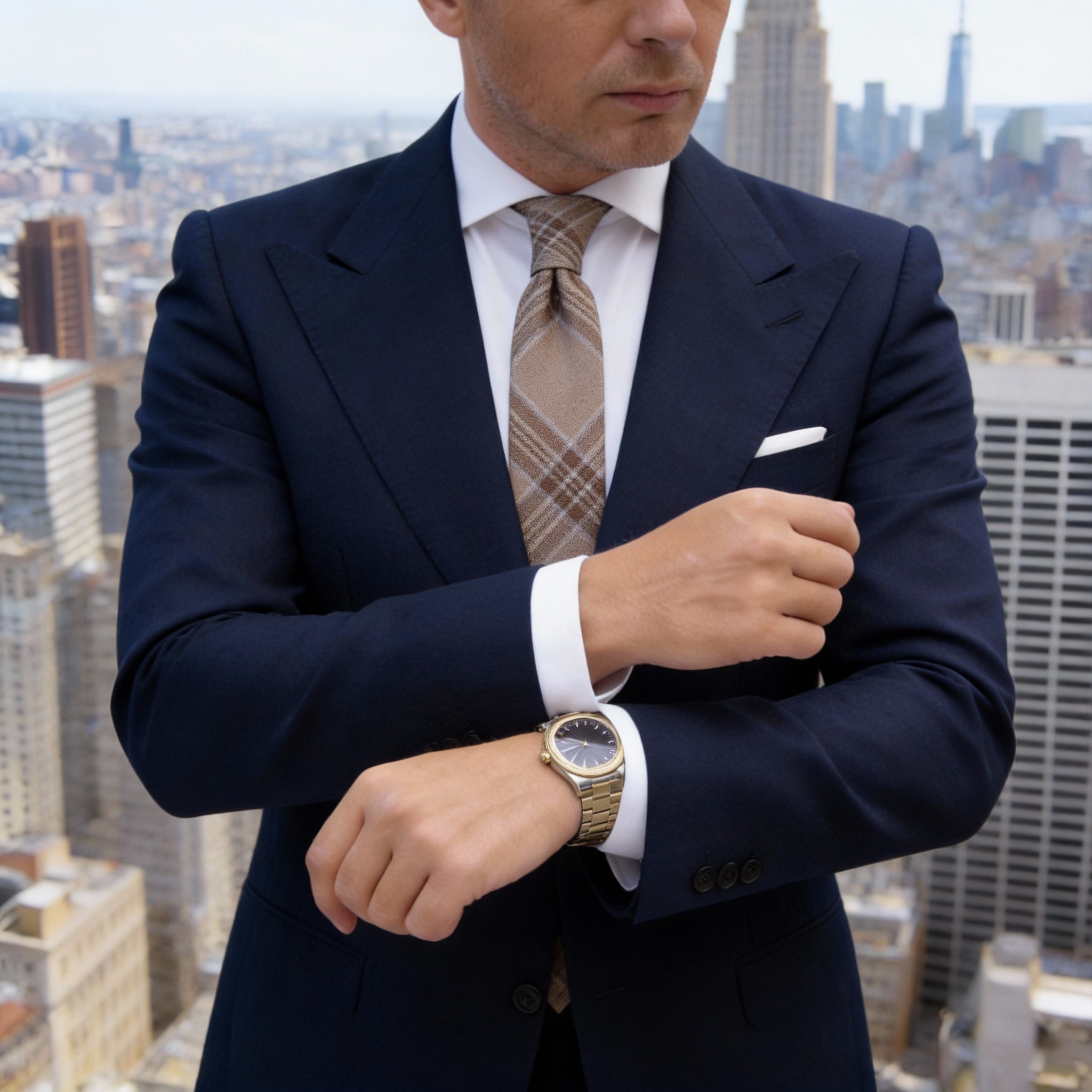 Light Brown With Plaid Necktie