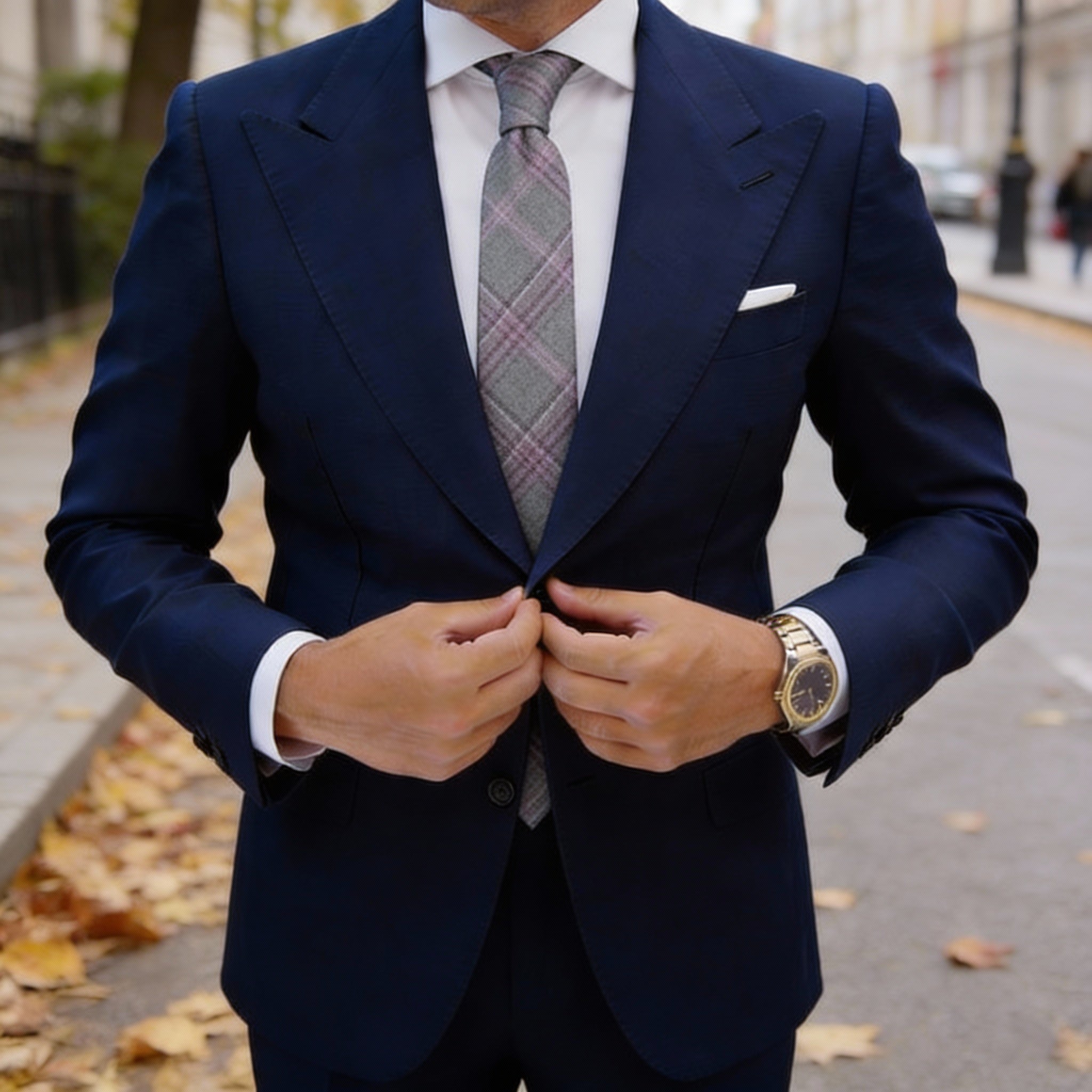 Gray With Pink Plaid Necktie