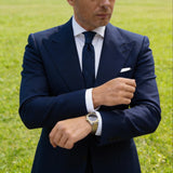 Navy Blue with Navy Blue Herringbone Necktie