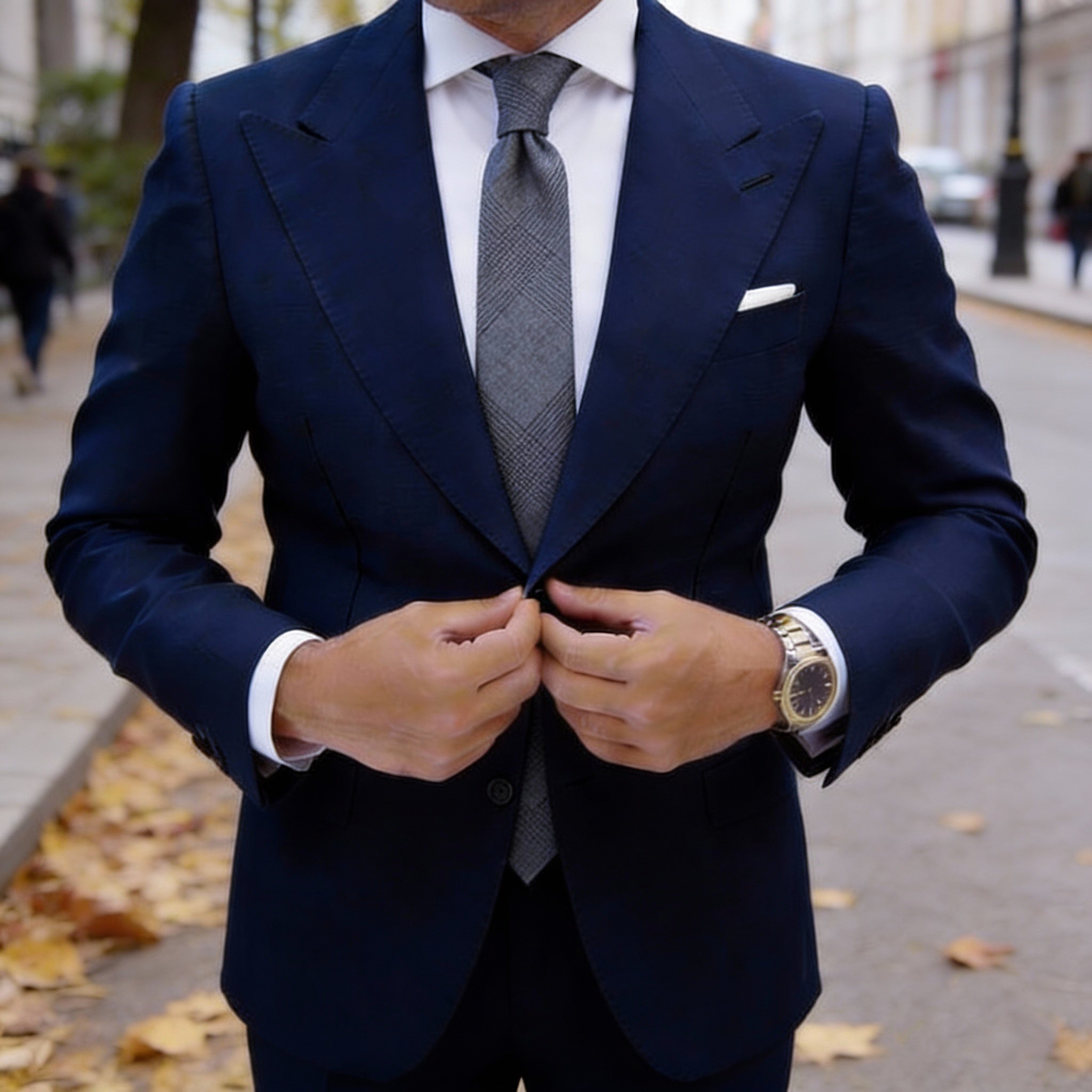 Gray With White Plaid Necktie