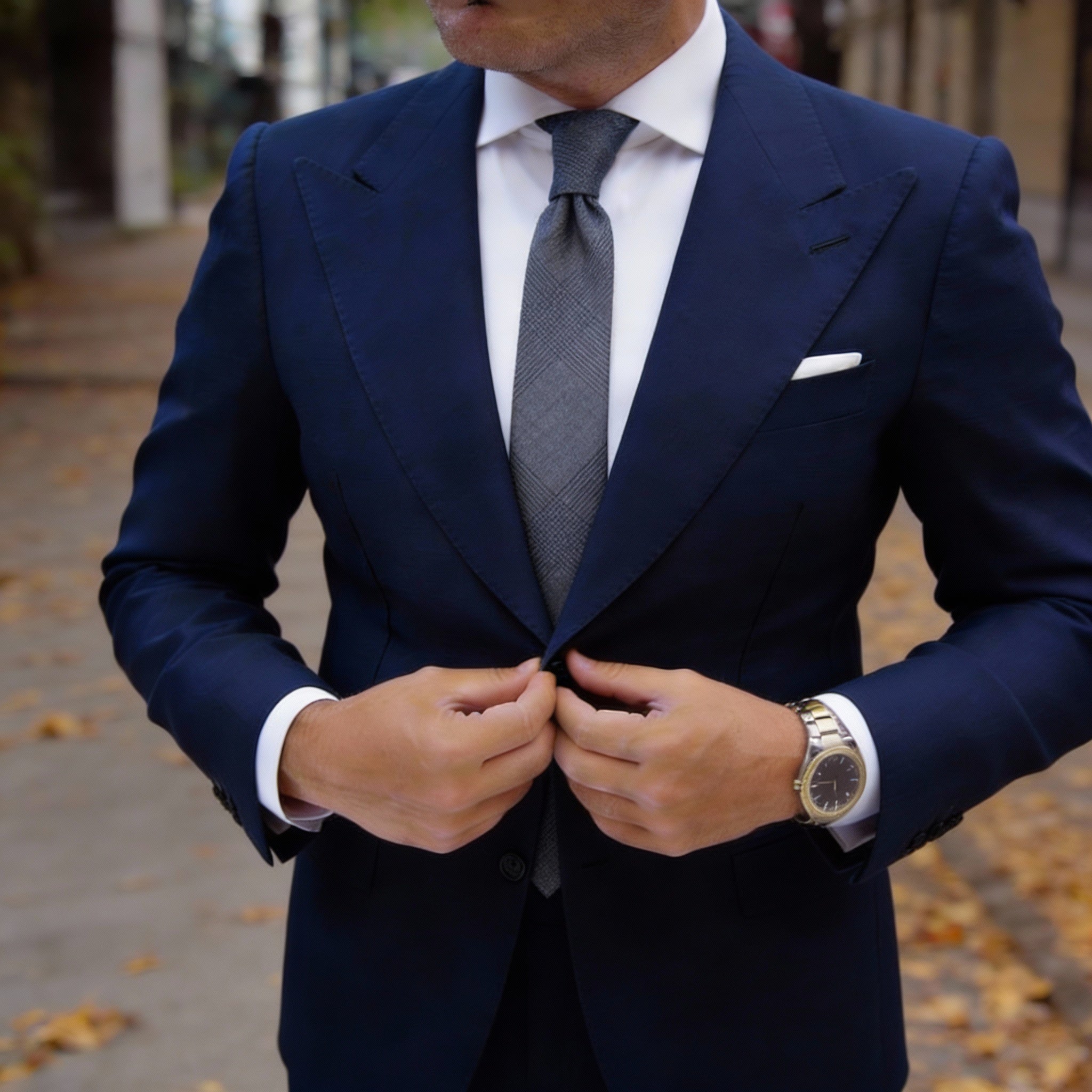 Gray With White Plaid Necktie