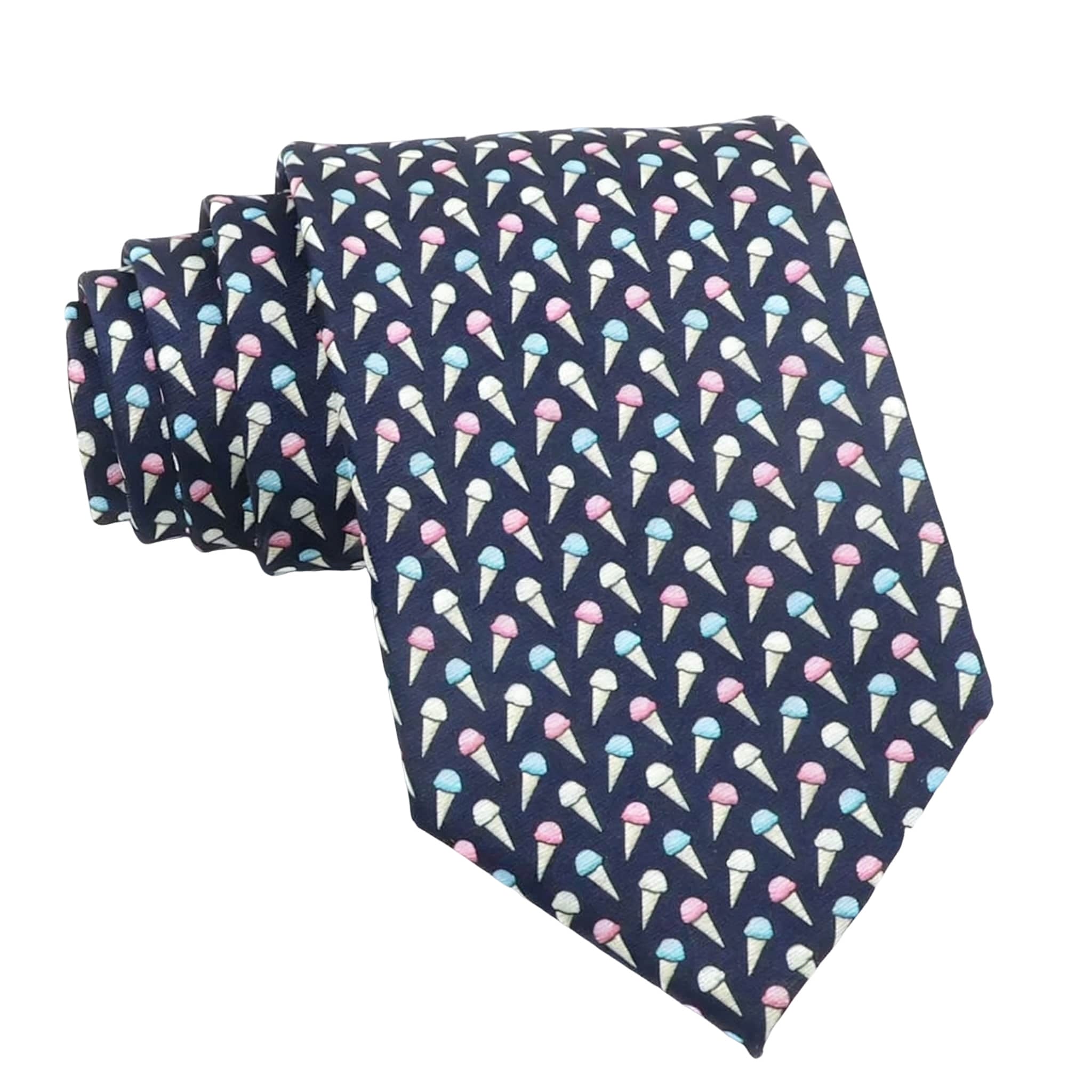 Navy Blue with Colorful Ice Cream Cone Necktie