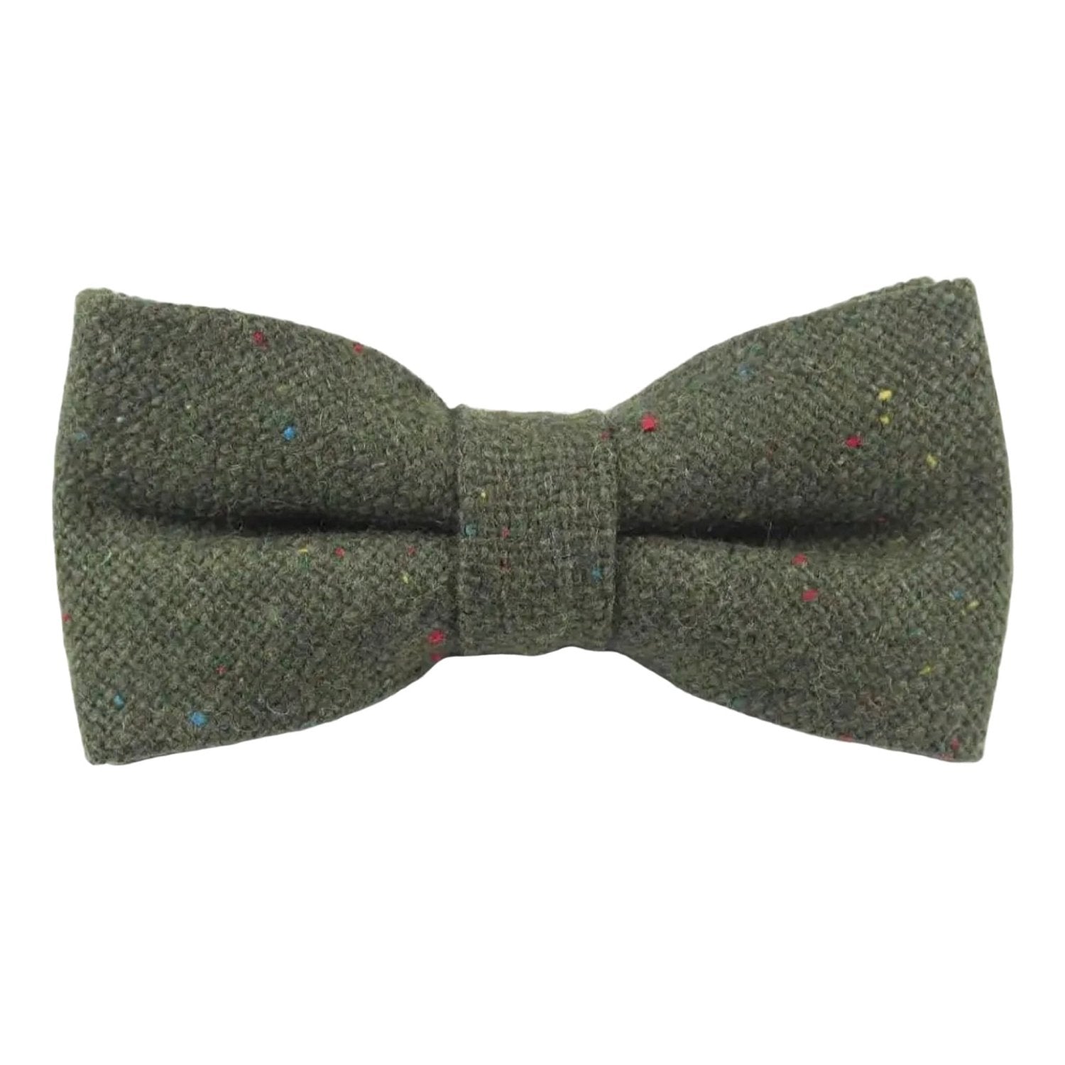 Olive Green with Multicolor Small Specks Bowtie