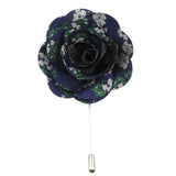 Navy Blue Green Floral Lapel Pin