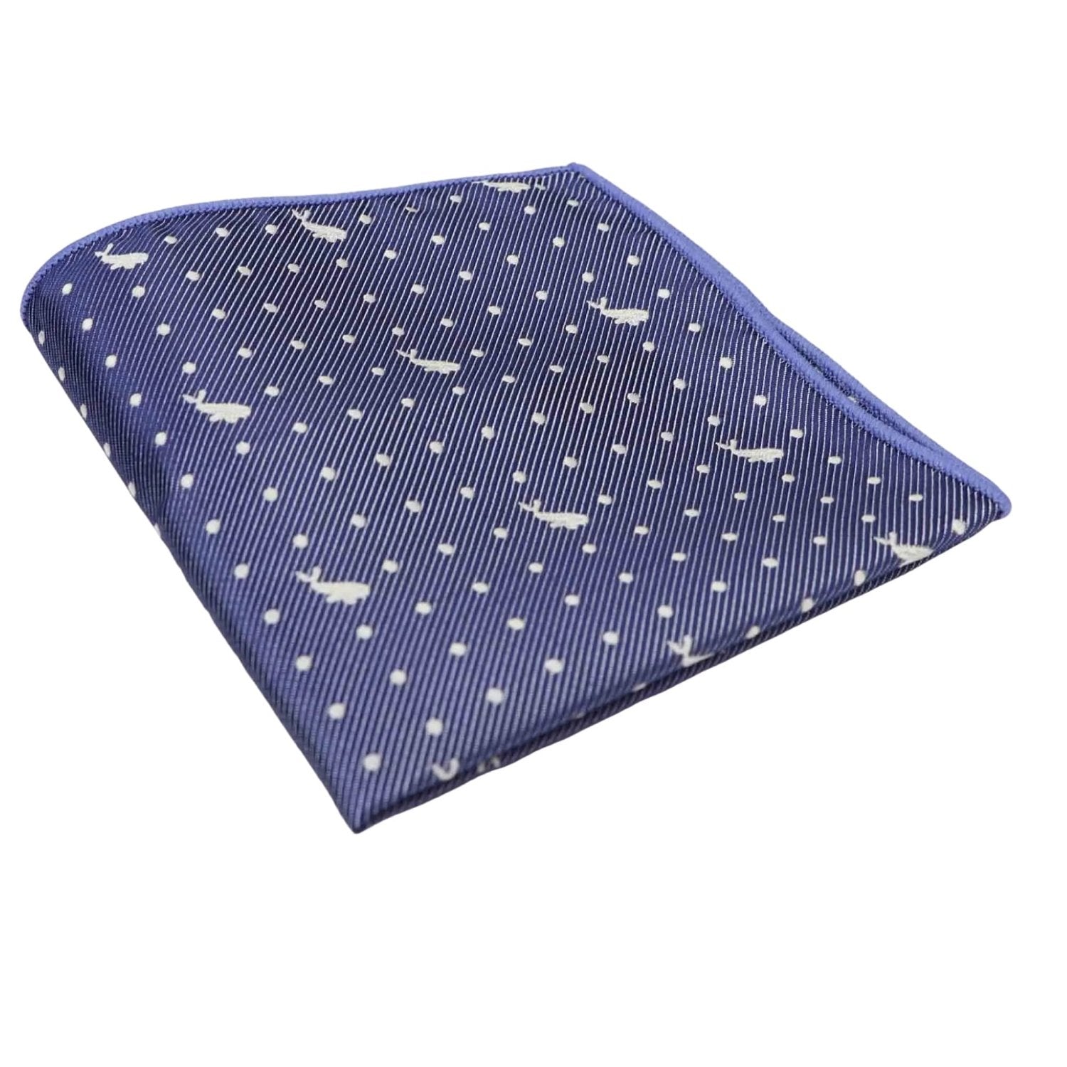 Blue With White Whale Polka Dot Pocket Square