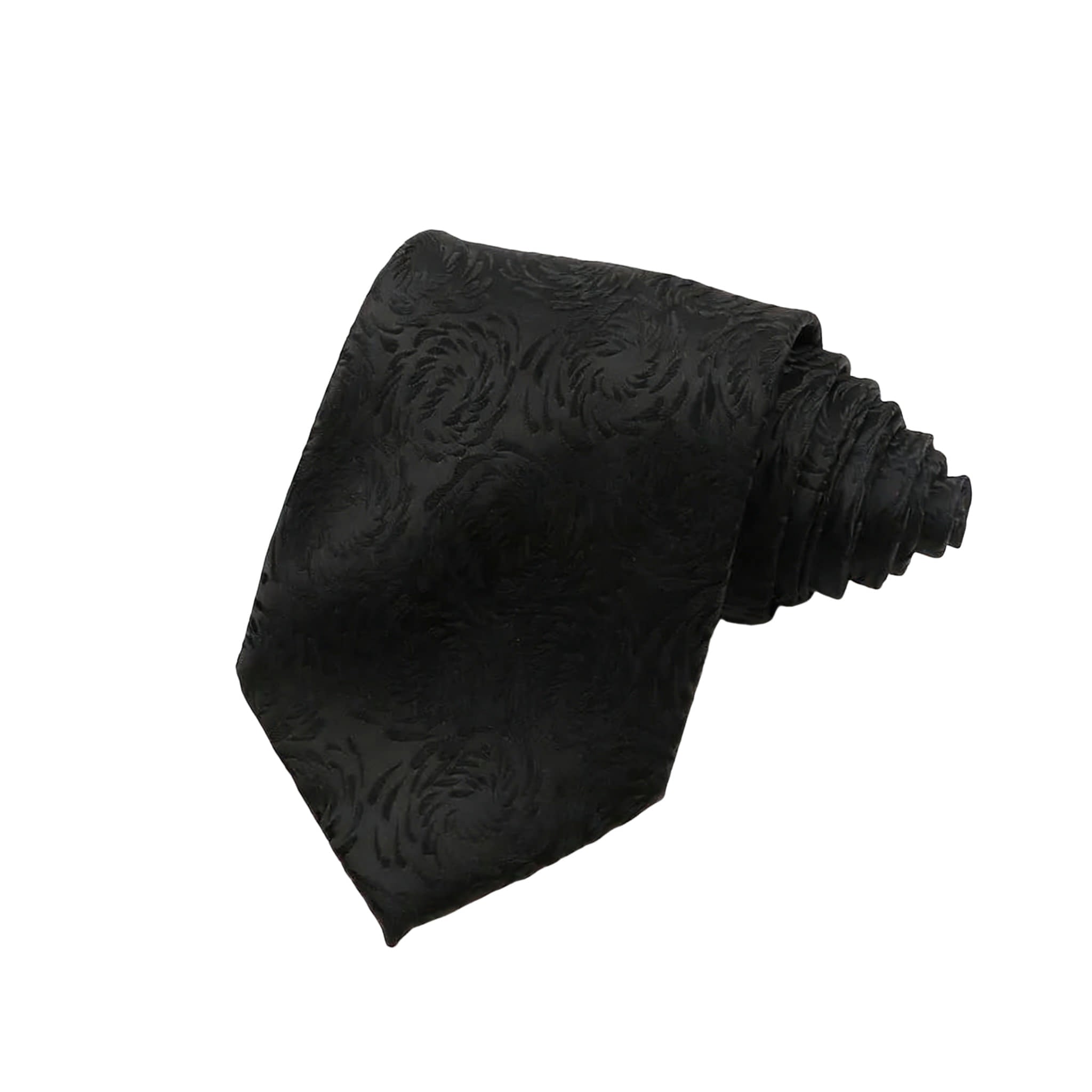 Black Black Floral Necktie