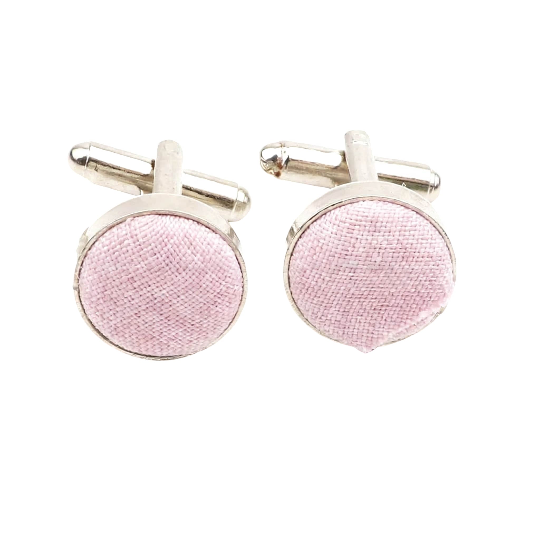 Silver Pink Solid Cufflink