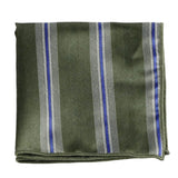 Olive Green Blue Striped Pocket Square