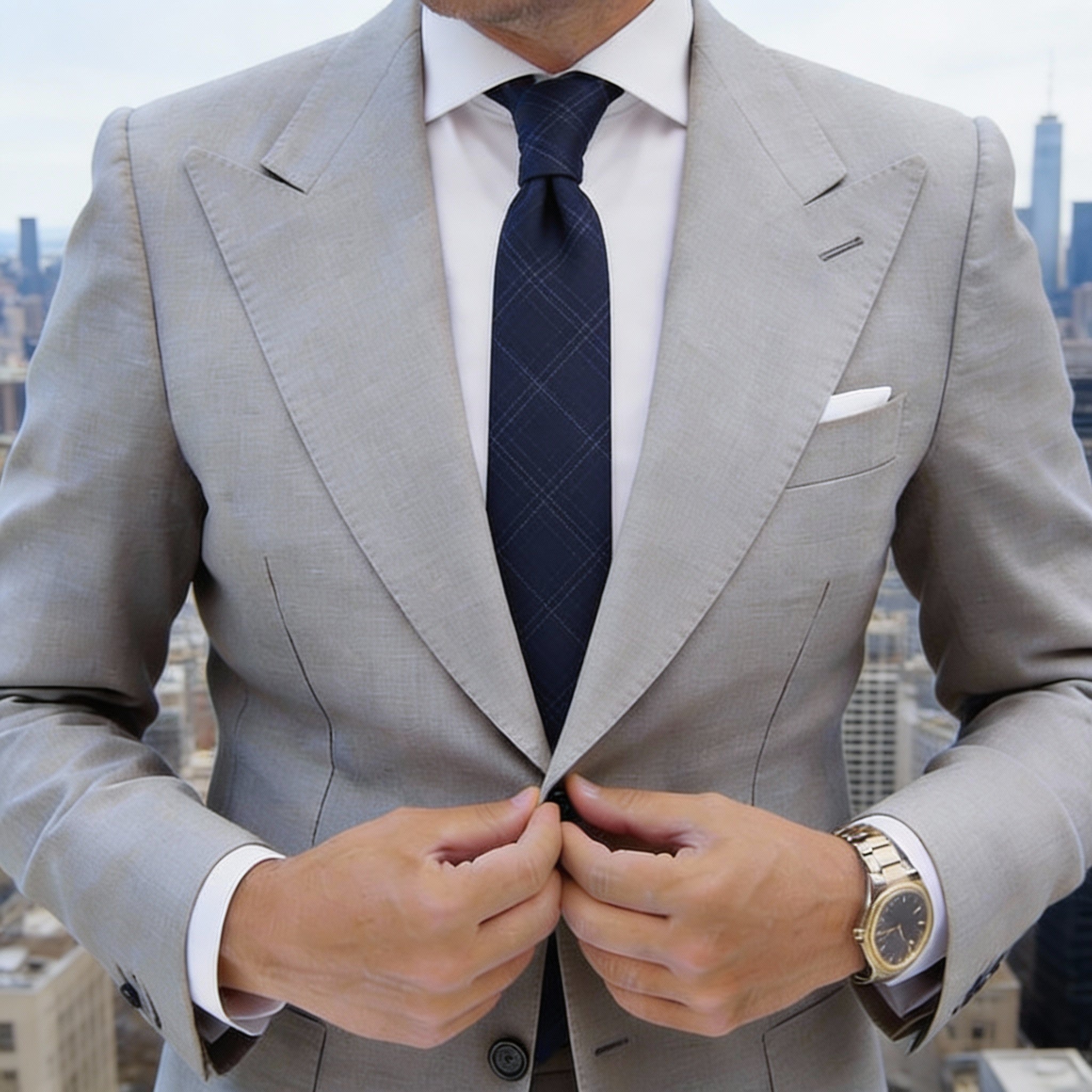 Beige With Dark Brown Houndstooth Necktie