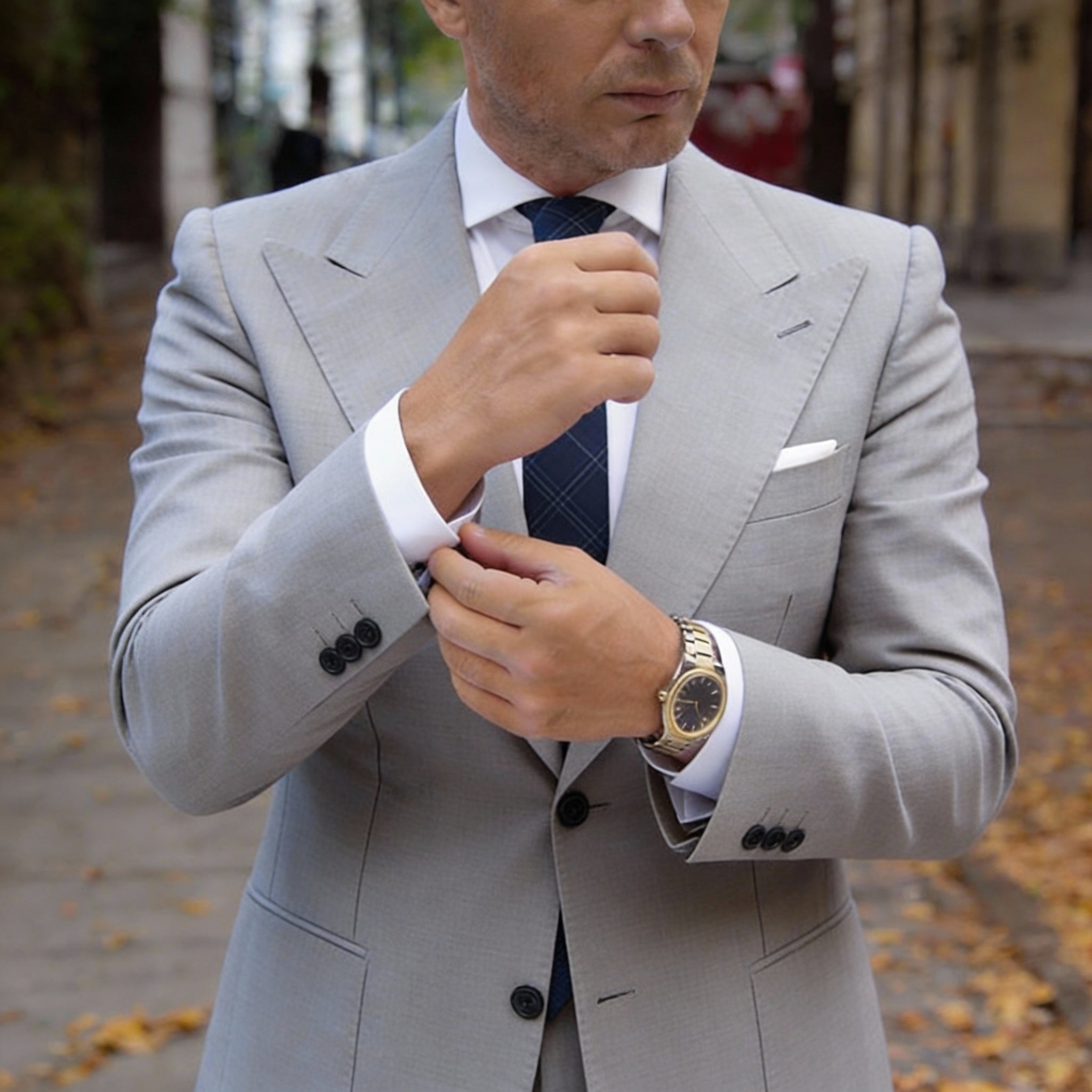 Beige With Dark Brown Houndstooth Necktie