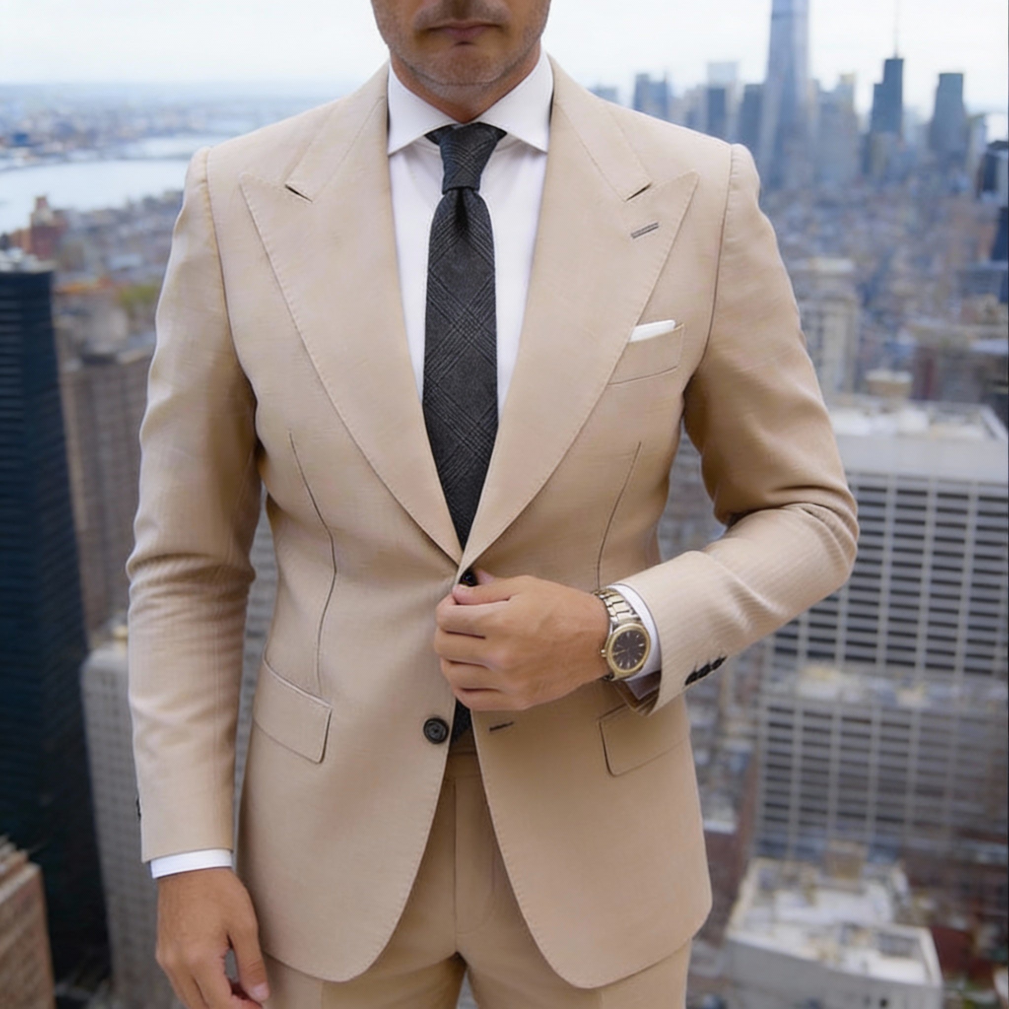 Gray With Light Gray Plaid Necktie