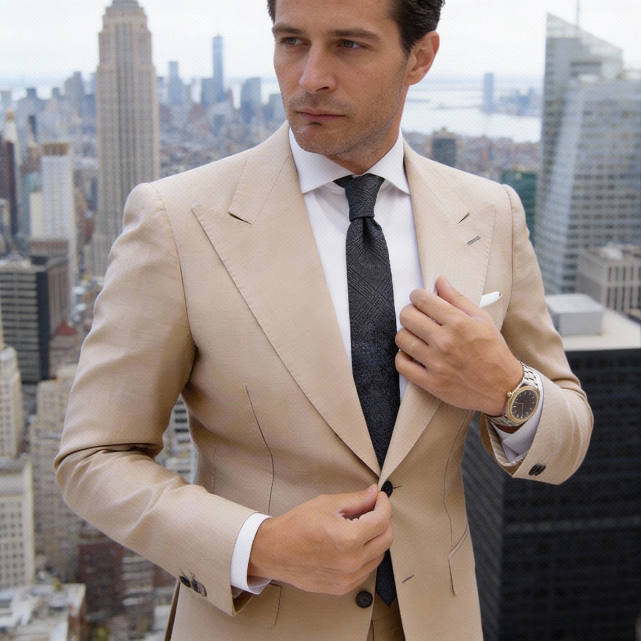 Gray With Light Gray Plaid Necktie