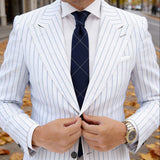 Navy Blue With White Grid Necktie