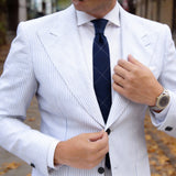 Navy Blue With White Grid Necktie