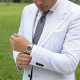 Gray With White Stripes Necktie