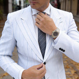 Gray With White Stripes Necktie