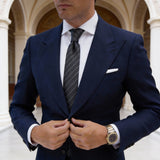 Gray With White Striped Necktie