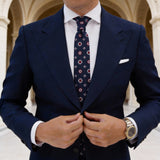 Navy with Red Floral Necktie